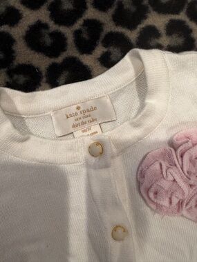 kate spade white baby cardigan with pink rosette